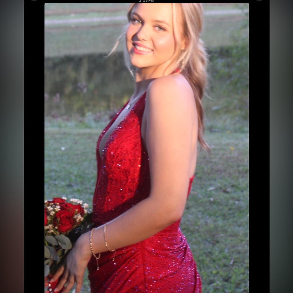 Glamorous Scarlet Backless Dress/ hoco dress
